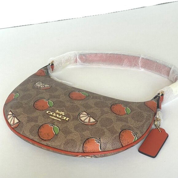 Coach Mini Payton Shoulder Bag Oranges Signature Canvas CBA78 Leather ORIGPKG - Picture 6 of 12